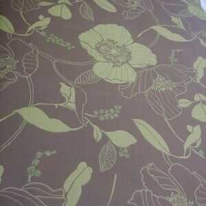 Morning Glory Floral Print Upholstery Fabric Brown Chartreuse Leaves Craft Home